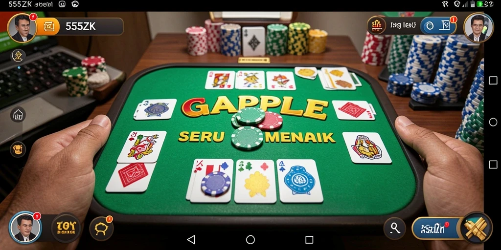 Tampilan gameplay seru dalam game Gaple 555ZK.
