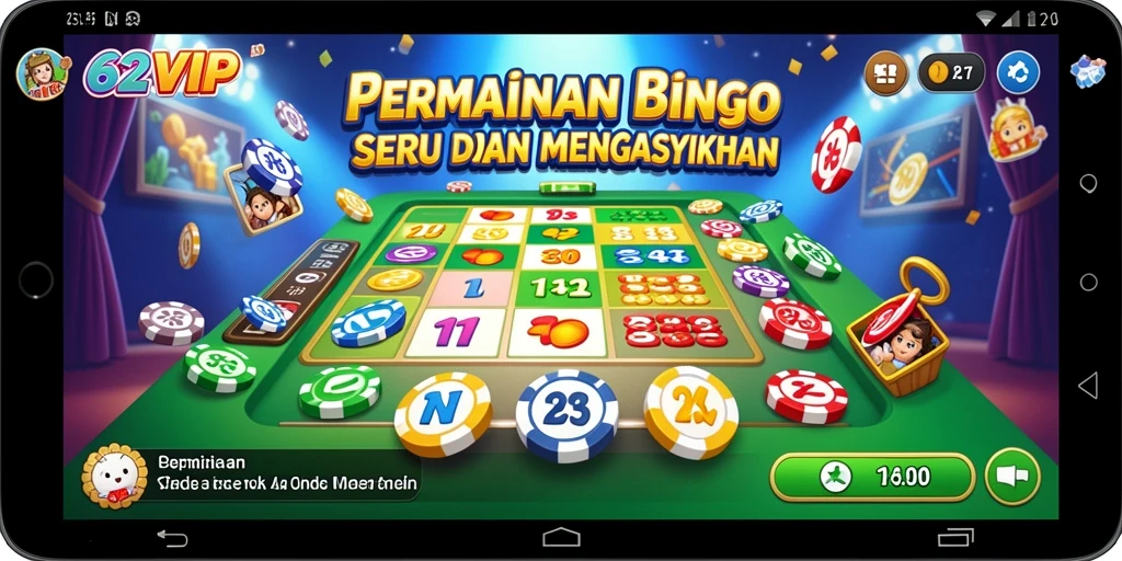 Tampilan gameplay 62VIP yang seru dan mengasyikkan di dalam permainan Bingo.