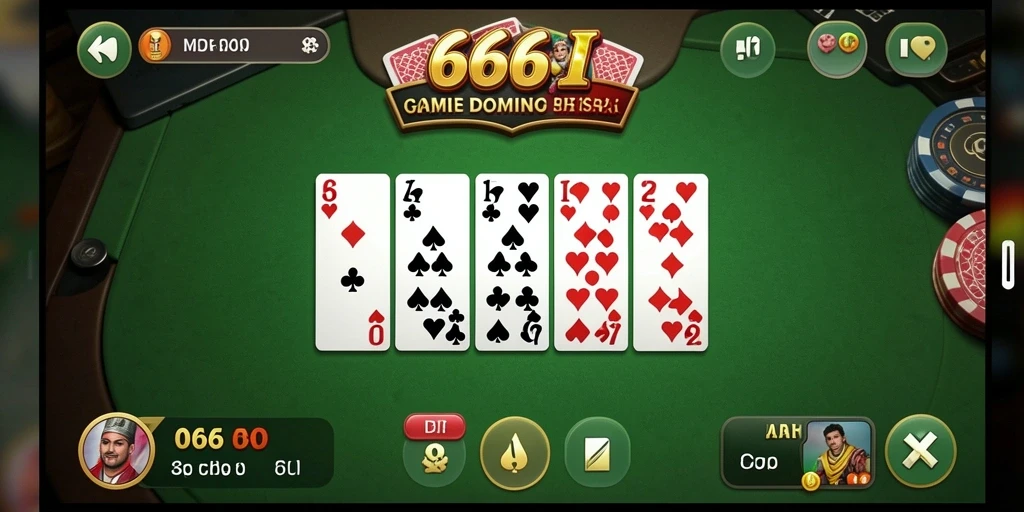 Screenshot gameplay 666I dengan aksi domino yang mendebarkan.