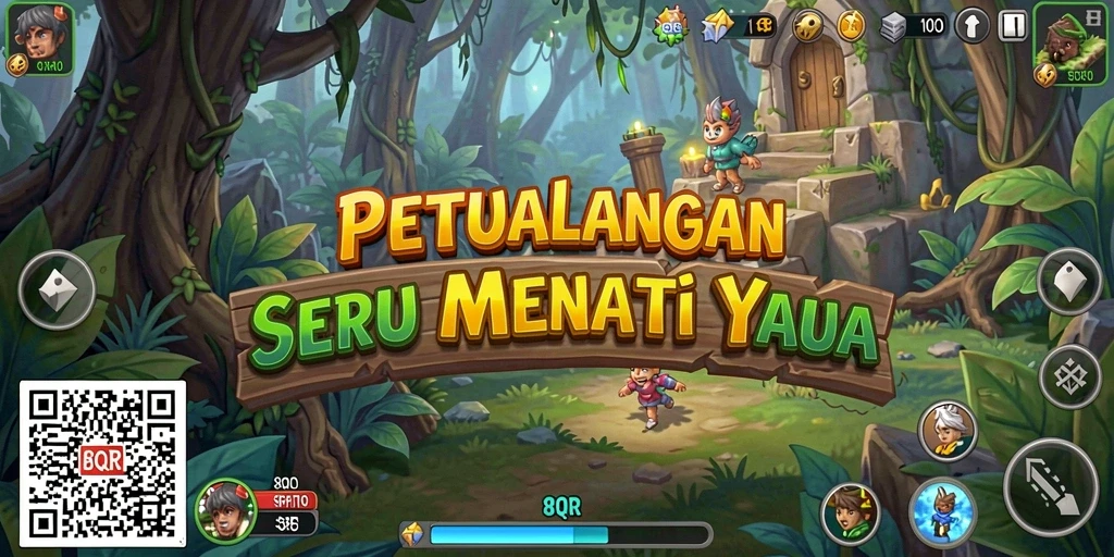 Gameplay 8QR menampilkan petualangan mendebarkan di dunia yang luas.