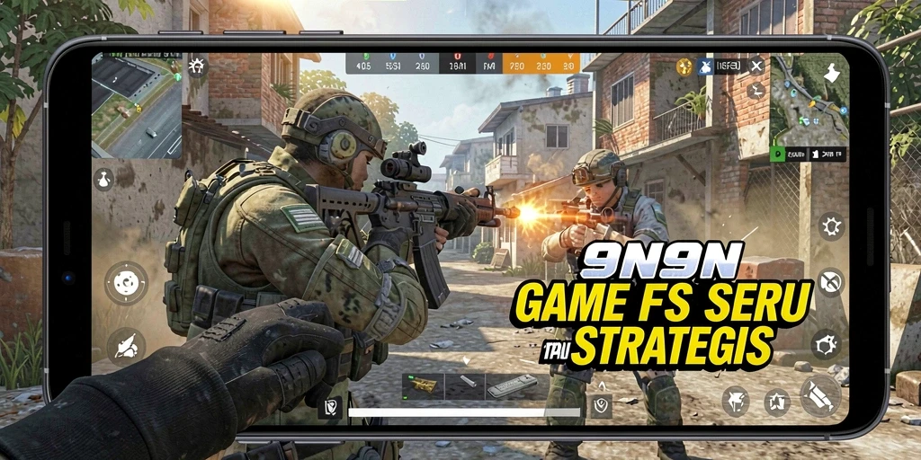 Gameplay 9N9N dengan pertempuran penuh aksi.