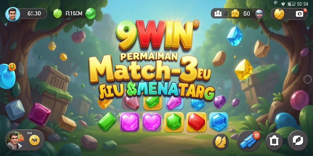 Gameplay seru dalam 9WIN yang penuh warna dan tantangan Match-3.