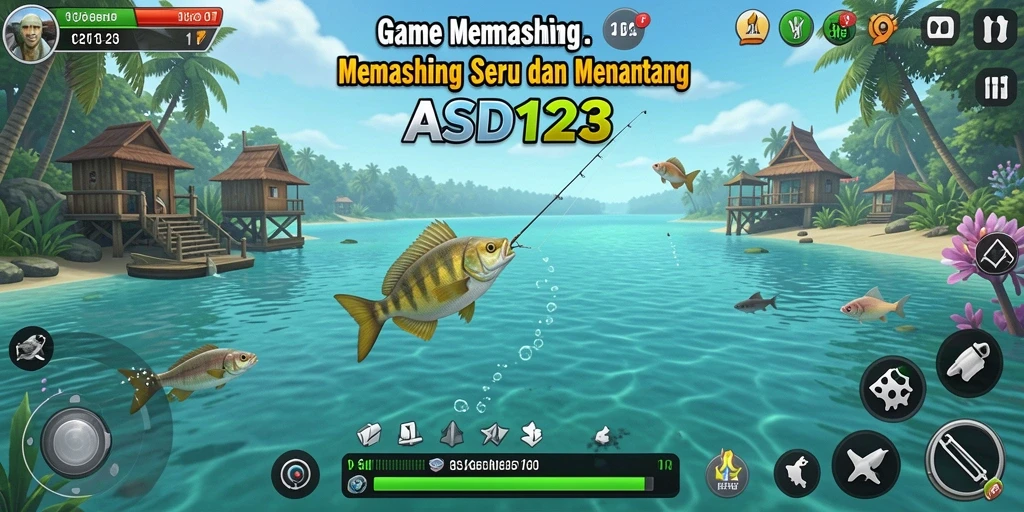 Screenshot gameplay ASD123 menampilkan aksi seru memancing ikan.