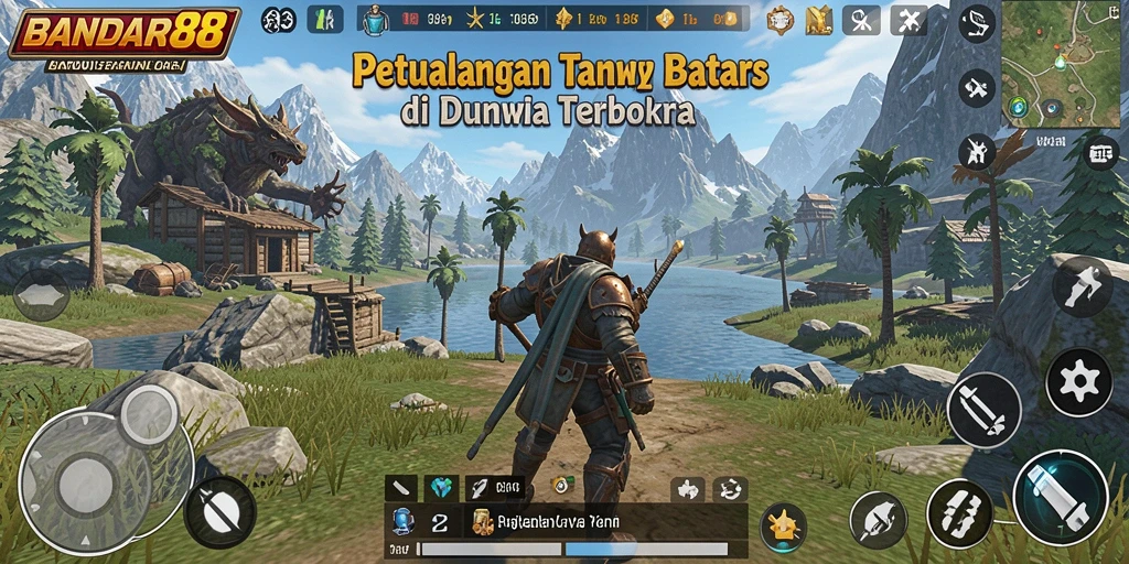 Screenshot menunjukkan petualangan mendebarkan di dunia terbuka.