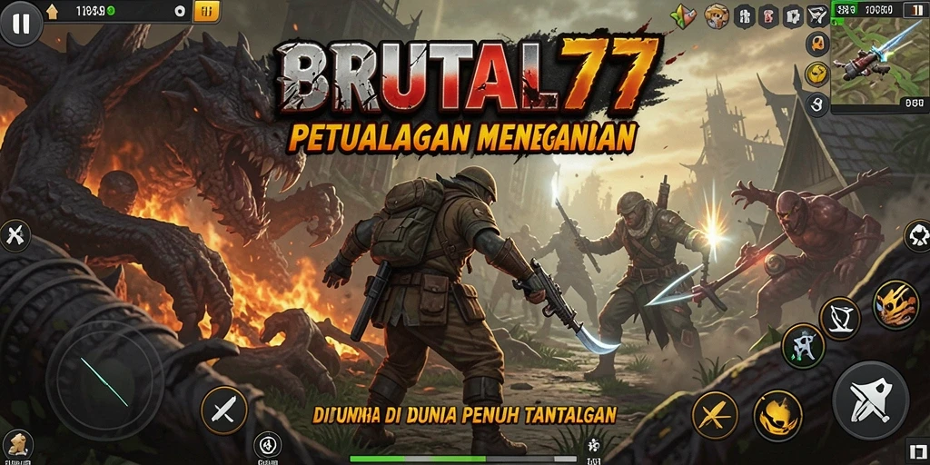 Gameplay menantang di dunia BRUTAL77 yang menakjubkan.