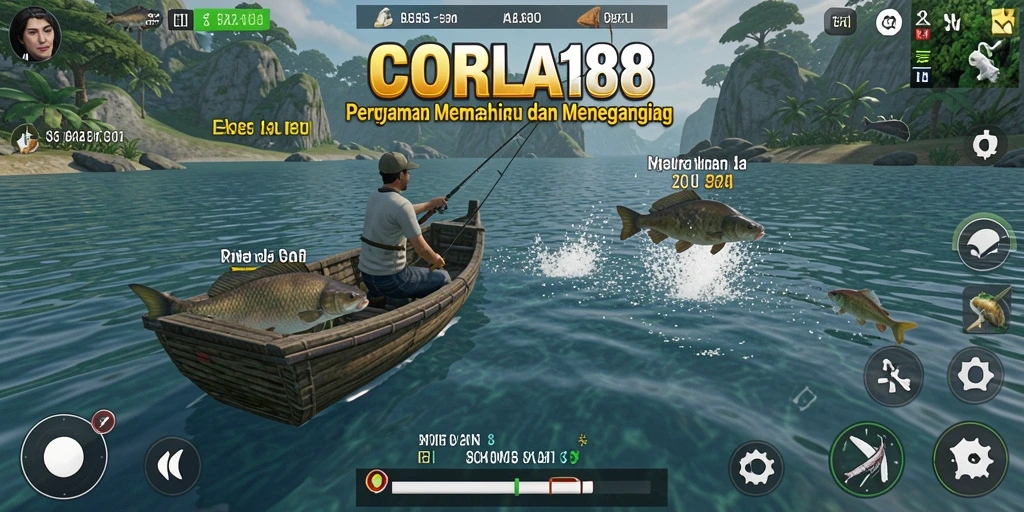 Screenshot dari gameplay memancing yang mendebarkan di CORLA188.