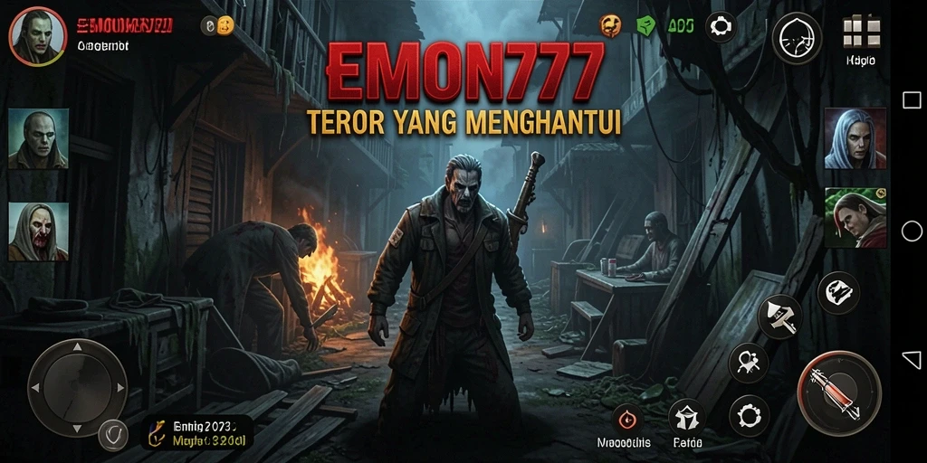 Screenshot gameplay EMON777 menampilkan suasana Horror yang mendebarkan.