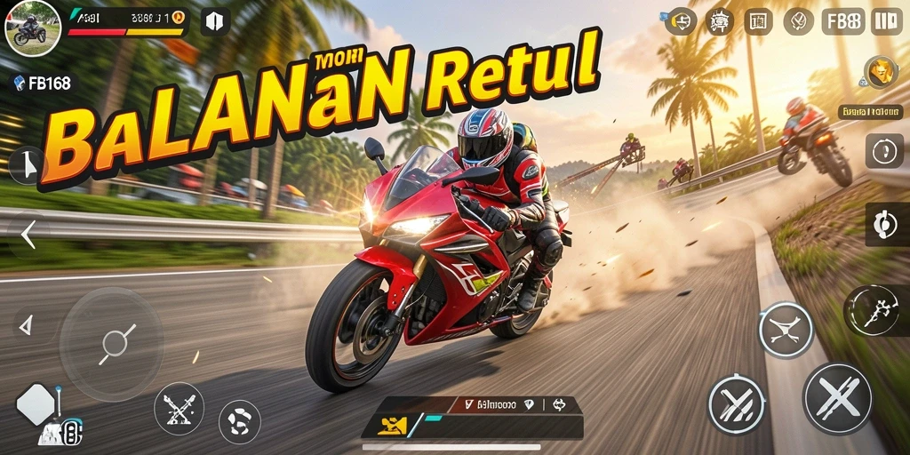 Screenshot FB168 menampilkan balapan motor yang seru dan mendebarkan.