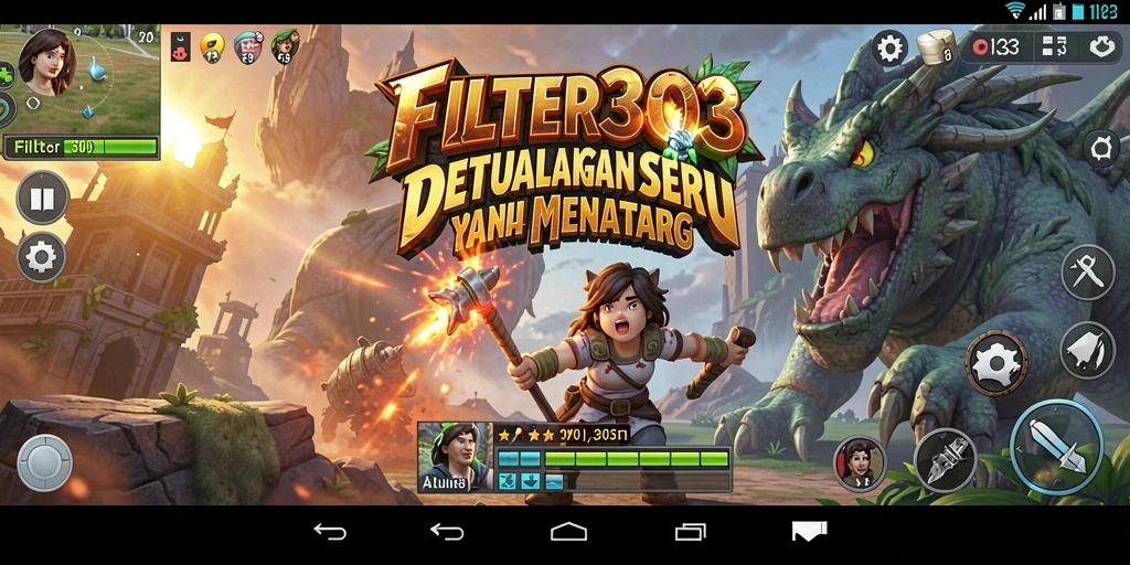 Tampilan gameplay FILTER303 yang menakjubkan dan penuh aksi petualangan.