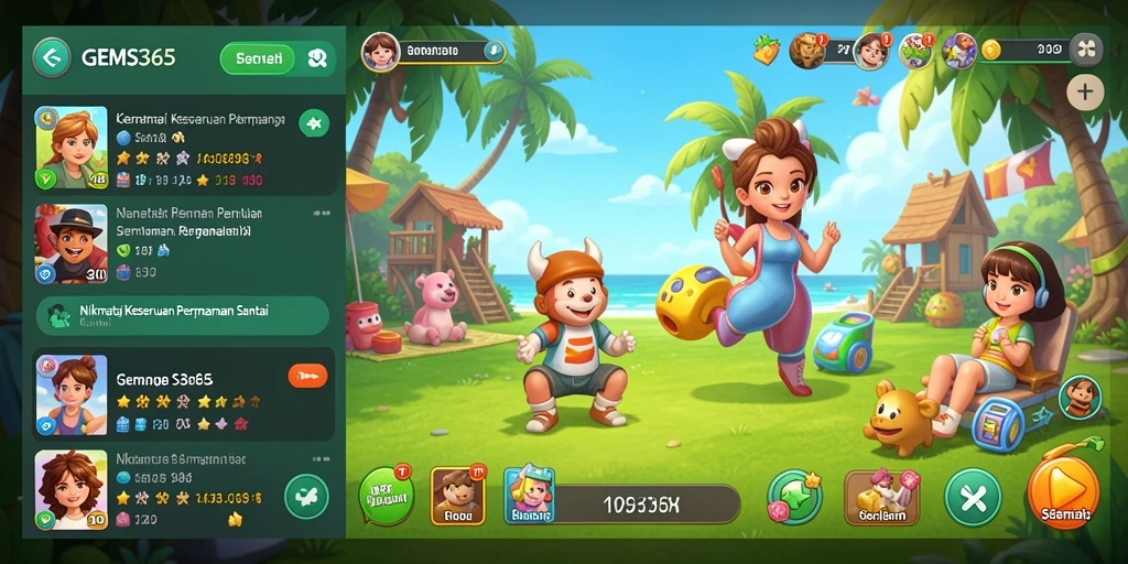 Screenshot gameplay GEMS365 yang menunjukkan aksi seru dalam permainan.
