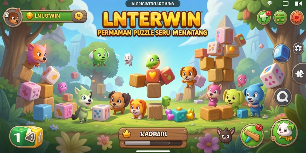 Screenshot utama LNTERWIN menampilkan gameplay menarik di dalam level Puzzle.