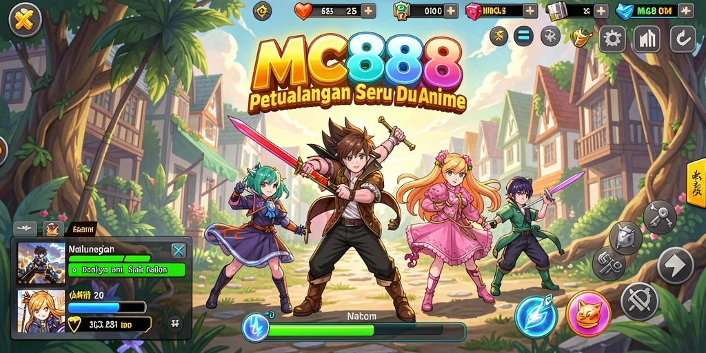 Screenshot gameplay MC888 yang menampilkan karakter Anime dalam aksi.