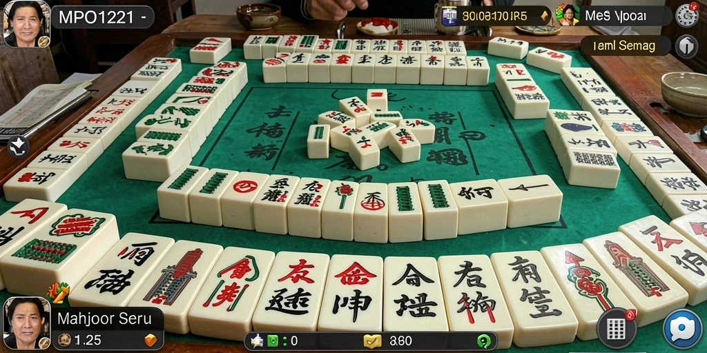 Tampilan gameplay seru di MPO1221 dengan ubin Mahjong.