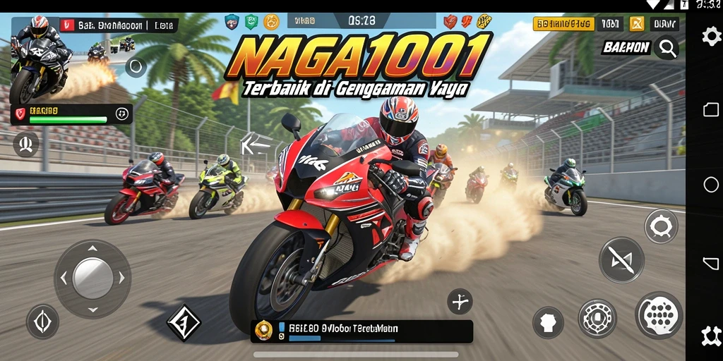 Gameplay NAGA1001 menampilkan aksi balapan motor yang mendebarkan.