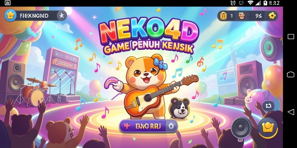 Screenshot gameplay NEKO4D menunjukkan pemain yang menikmati musik.