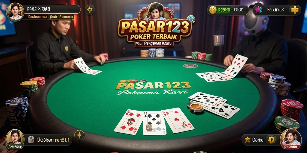 Screenshot PASAR123 menampilkan gameplay poker yang mendebarkan dan interaktif.