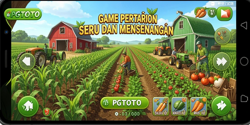 Screenshot gameplay PGTOTO yang menampilkan aktivitas bertani yang seru.