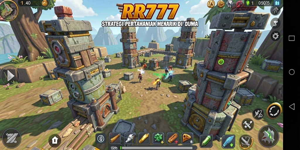 Screenshot utama RR777 menampilkan gameplay menegangkan dari Tower Defense.