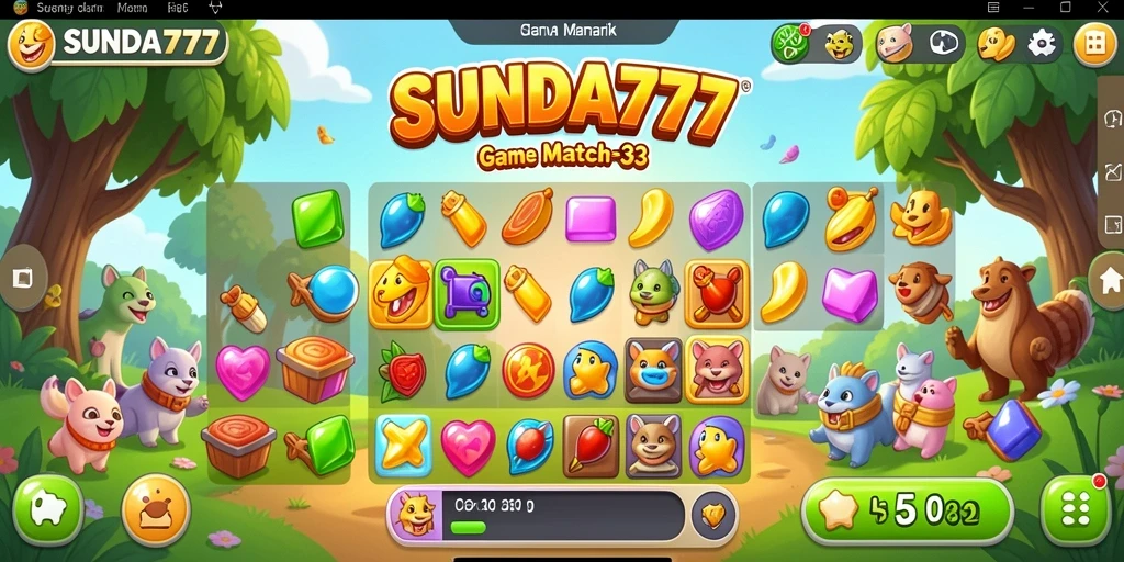 Screenshot gameplay SUNDA777 dengan aksi Match-3 yang menegangkan.