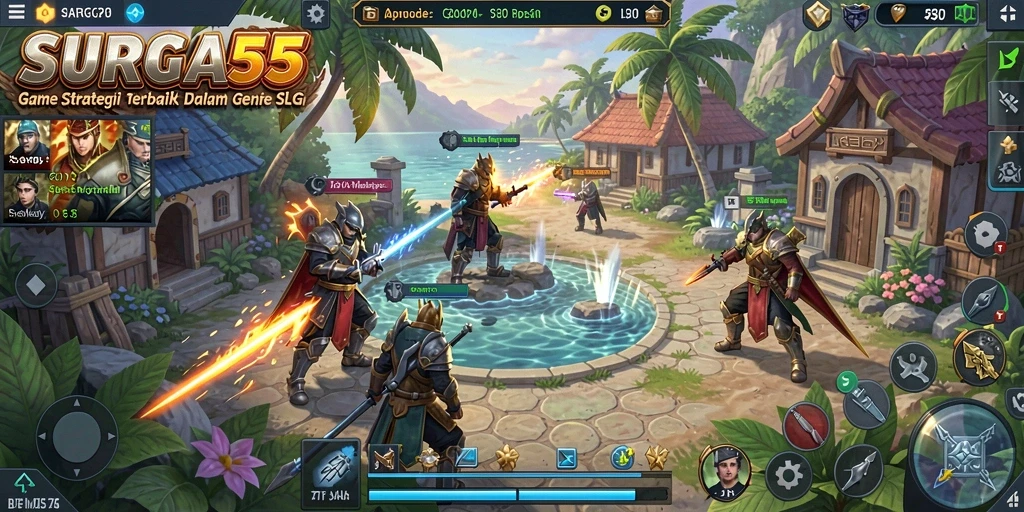 Screenshot SURGA55 menampilkan gameplay strategi yang intens.