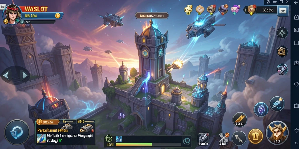 Tampilan gameplay <strong>WASLOT</strong> yang menarik dan strategi menara yang dinamis.
